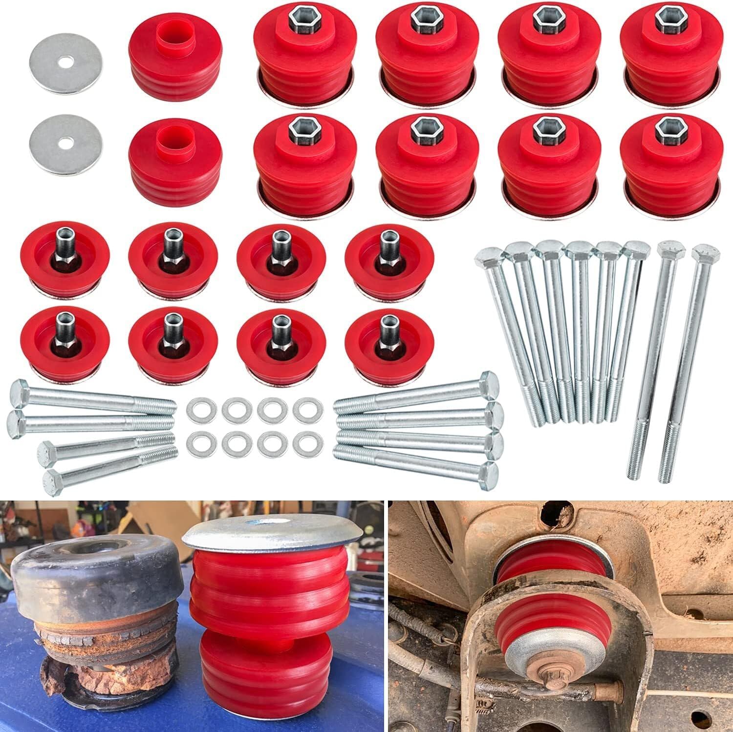 ya 2 8.15 Body Cab Mount Bushing Kit for 2008-2016 for Ford F250 F350 Super Duty 2WD 4WD Red