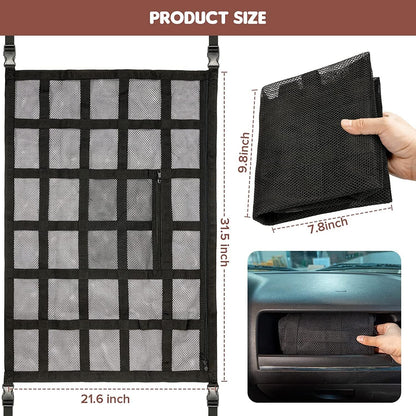 ya 2 8.15 31.5 x21.6 Upgrade Car Ceiling Cargo Net Pocket Double-Layer Mesh Car Roof