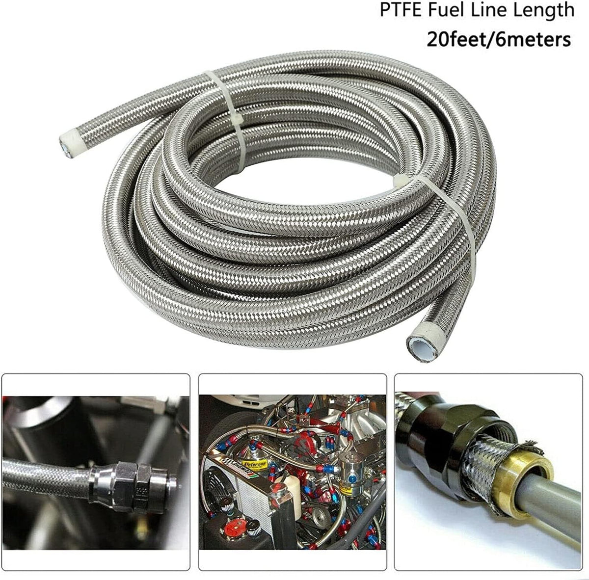 ya 10 9.16 baidi 6AN - AN6 Black 5/16 Nylon for E85 PTFE Fuel Line 20 ft 10 Fitting Hose Set -