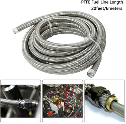 ya 10 9.16 baidi 6AN - AN6 Black 5/16 Nylon for E85 PTFE Fuel Line 20 ft 10 Fitting Hose Set -