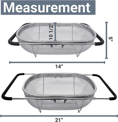 ya 14 9.20 baidi Over the Sink Colander Strainer Basket Stainless Steel, For Kitchen Sink-1