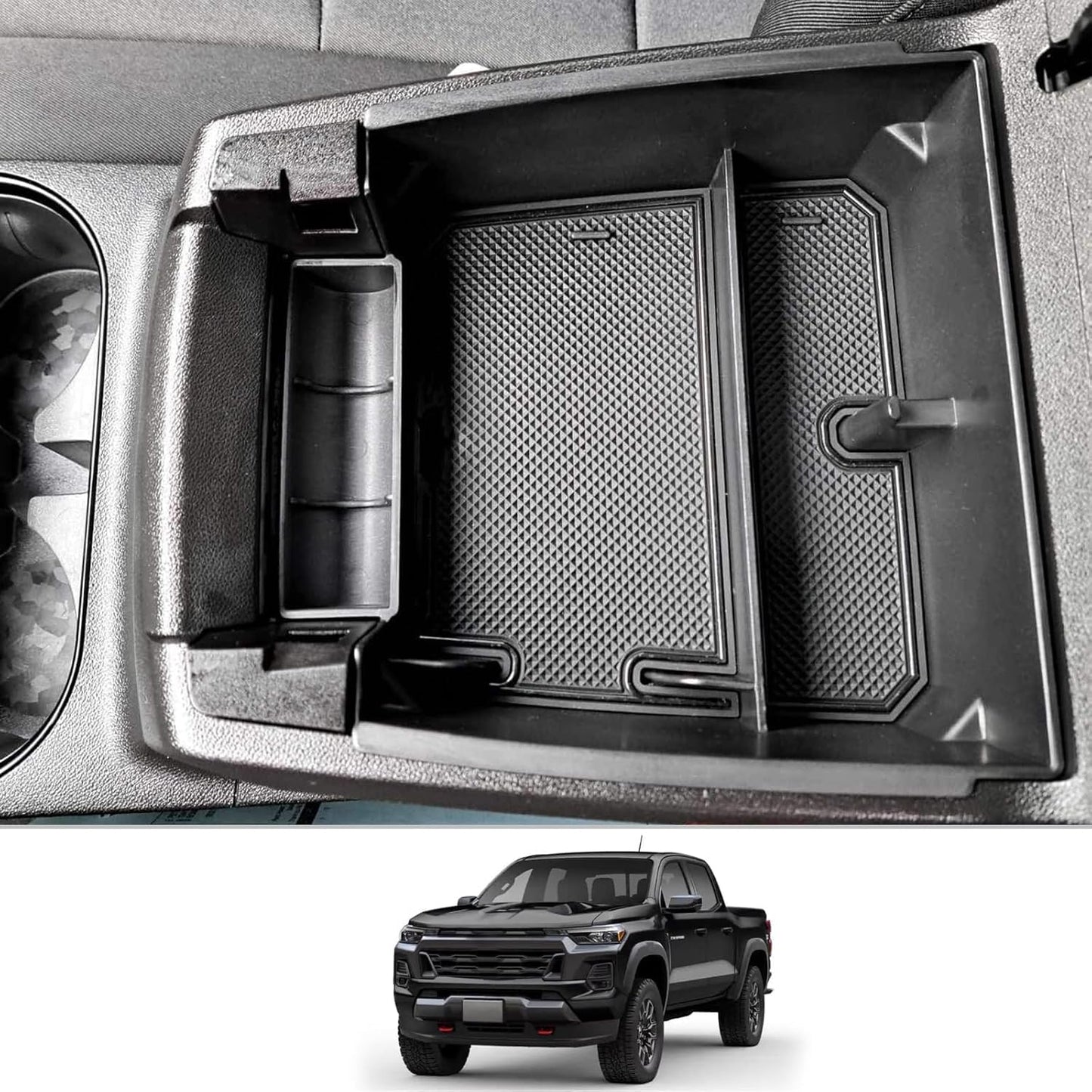 ya 5 8.10 For 2023-2024 for GMC for Canyon Middle Console Organizer Tray Armrest Storage Box Black