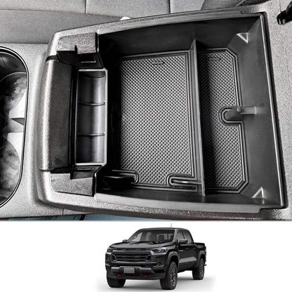 ya 5 8.10 For 2023-2024 for GMC for Canyon Middle Console Organizer Tray Armrest Storage Box Black