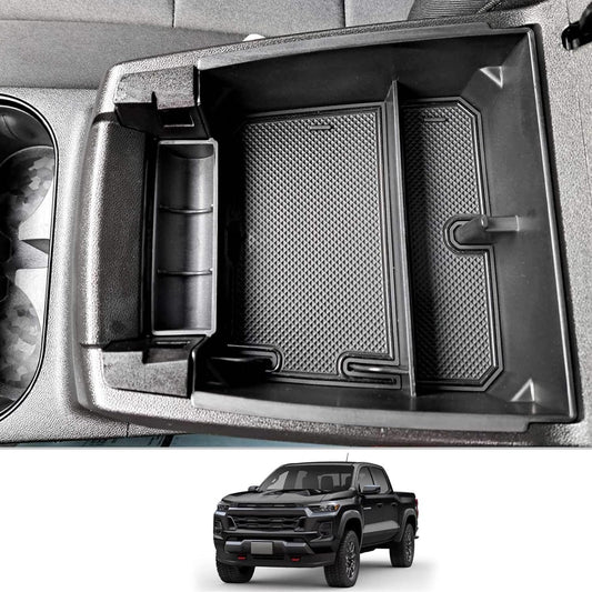 ya 5 8.10 For 2023-2024 for GMC for Canyon Middle Console Organizer Tray Armrest Storage Box Black