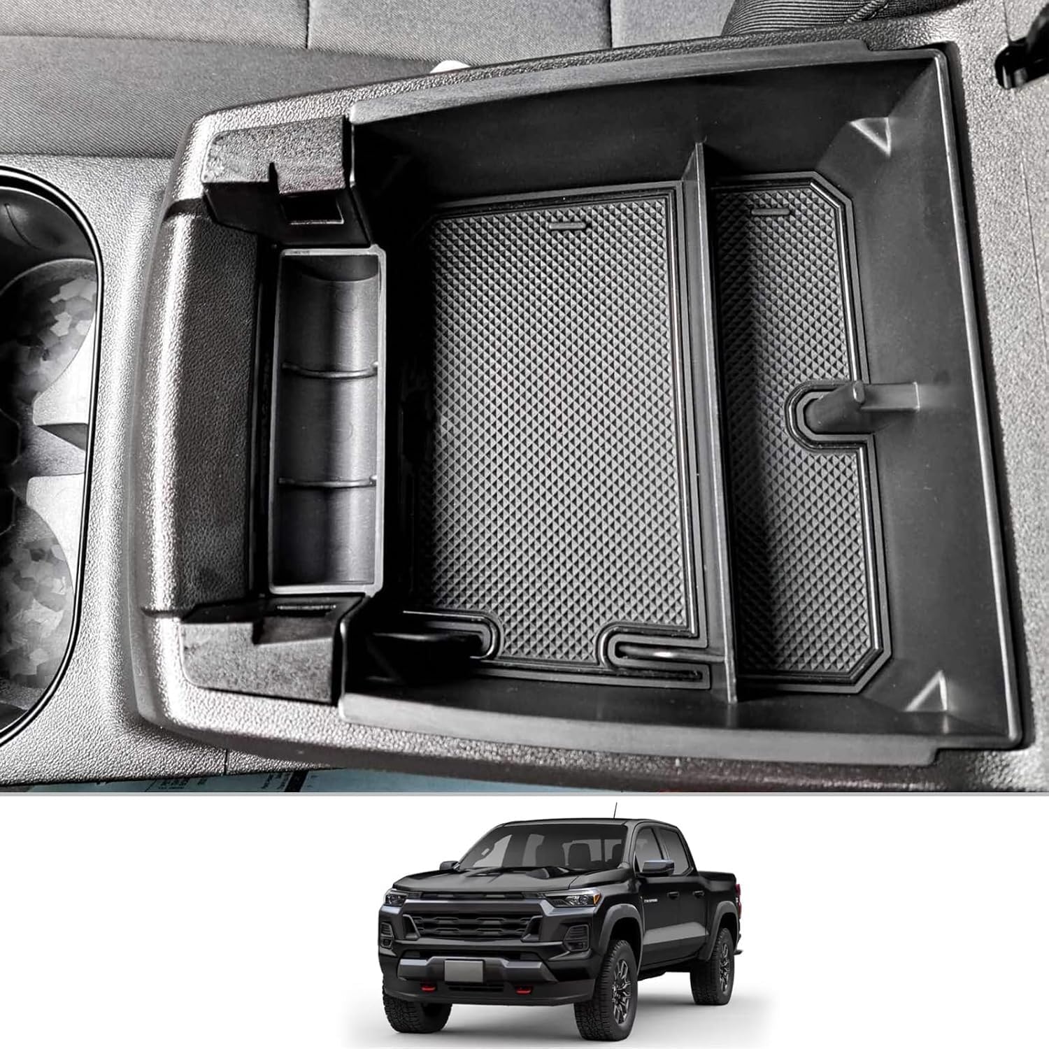 ya 8 8.24 baidi For 2023-2024 for GMC for Canyon Middle Console Organizer Tray Armrest Storage Box Black