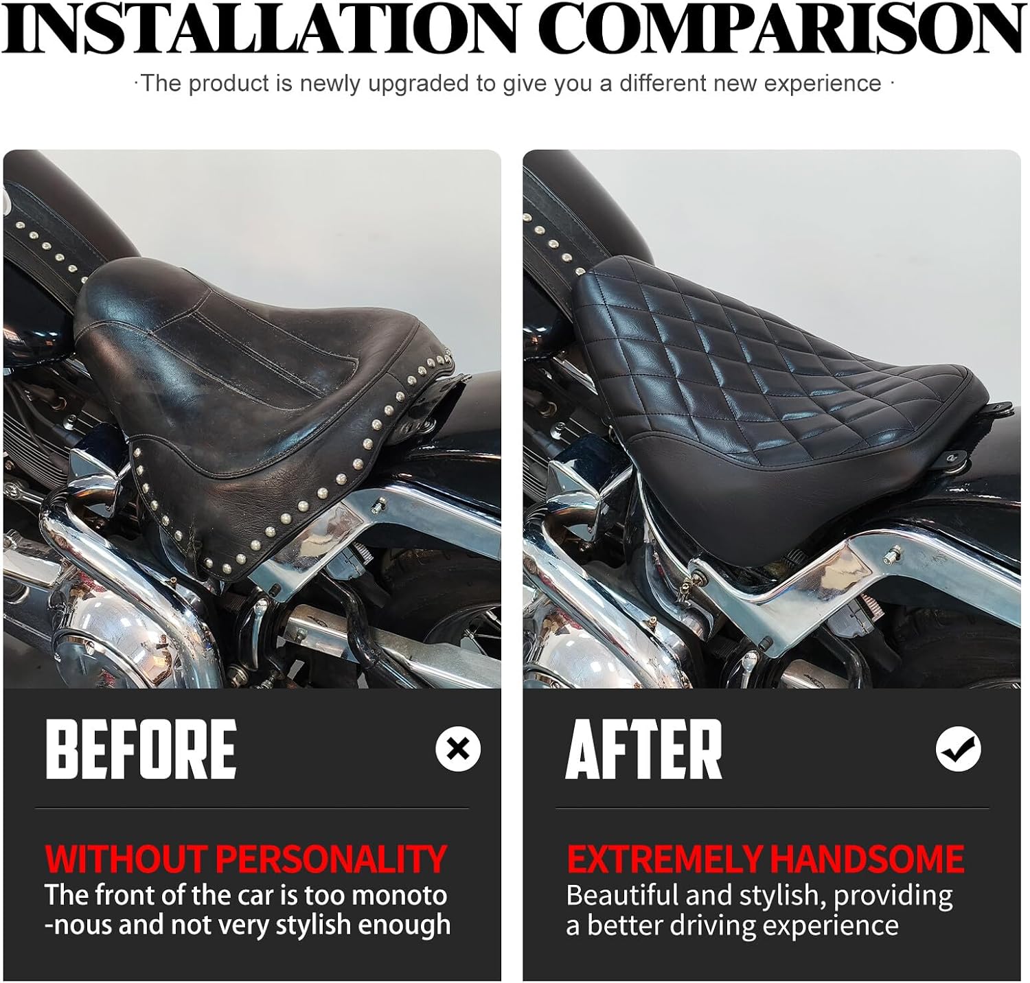 ya 5 8.24 baidi Driver Solo for SEAT Black Stitching for Harley Heritage Softail FLSTC Deluxe 06-17