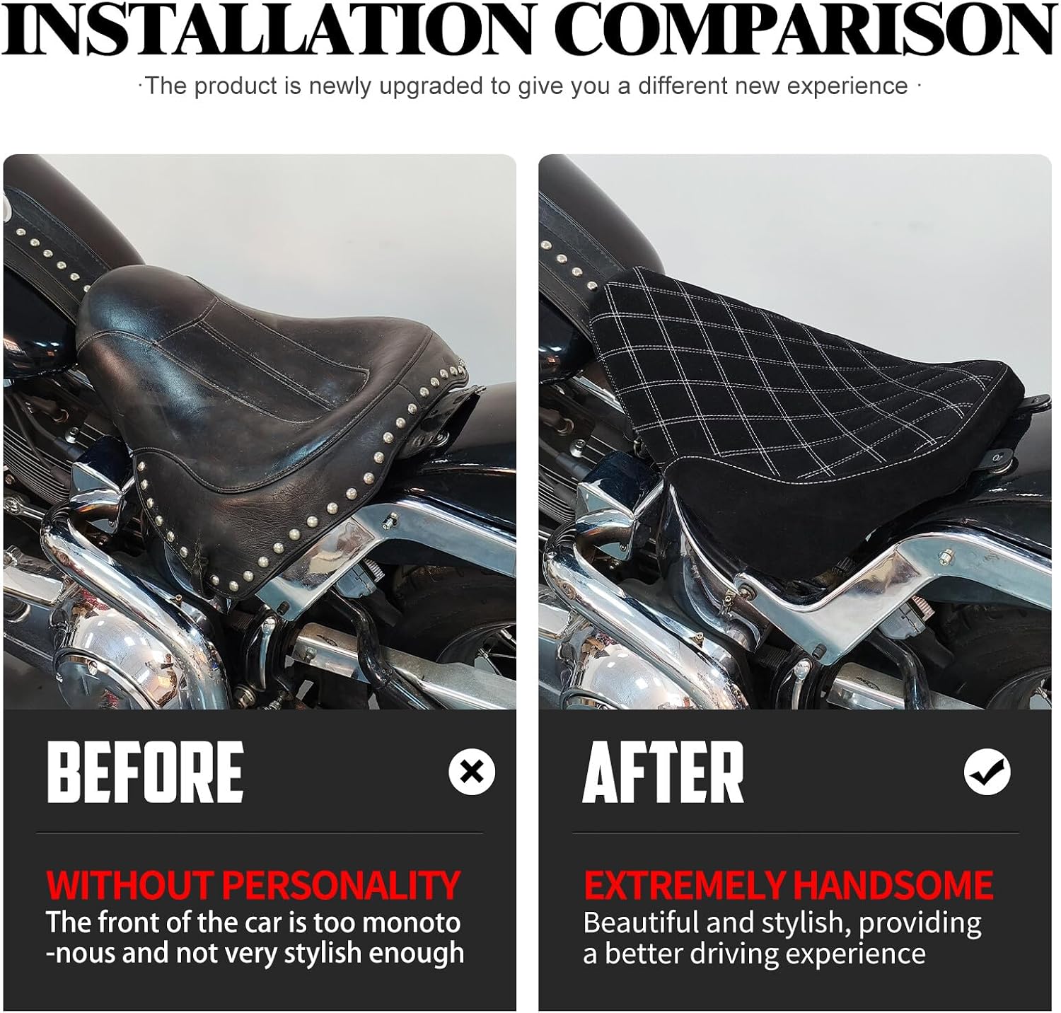 ya 5 8.24 baidi Driver Solo for SEAT White Stitching for Harley Heritage Softail FLSTC Deluxe 06-17