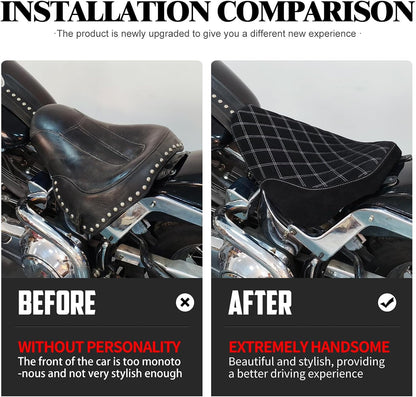 ya 5 8.24 baidi Driver Solo for SEAT White Stitching for Harley Heritage Softail FLSTC Deluxe 06-17