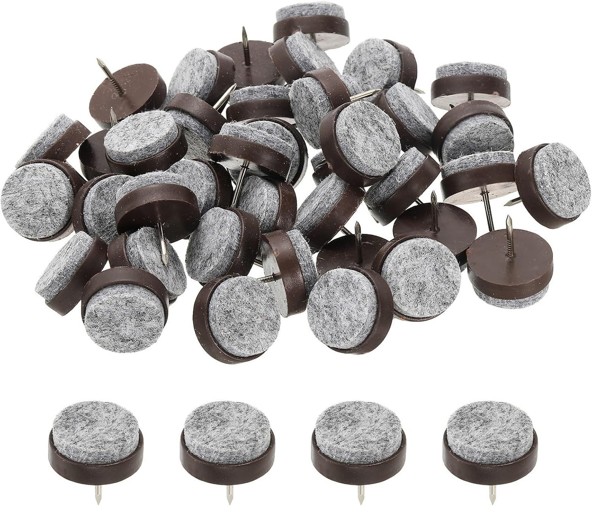 ya 26 10.21 baidi 72 Pcs 24 mm Nail-on Felt Pads, Round Felt Furniture Sliders Pads, Brown