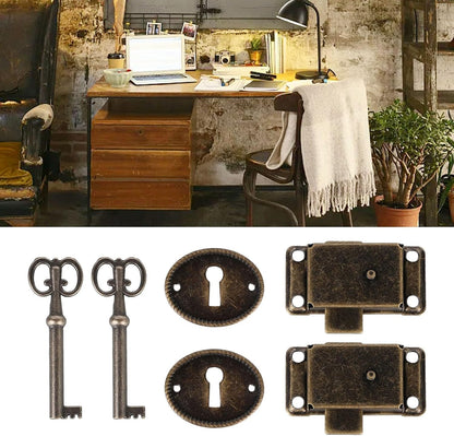 ya 26 10.21 baidi with Keys Cabinet Door Lock 2 Sets Antique Cupboard Furniture Hardware