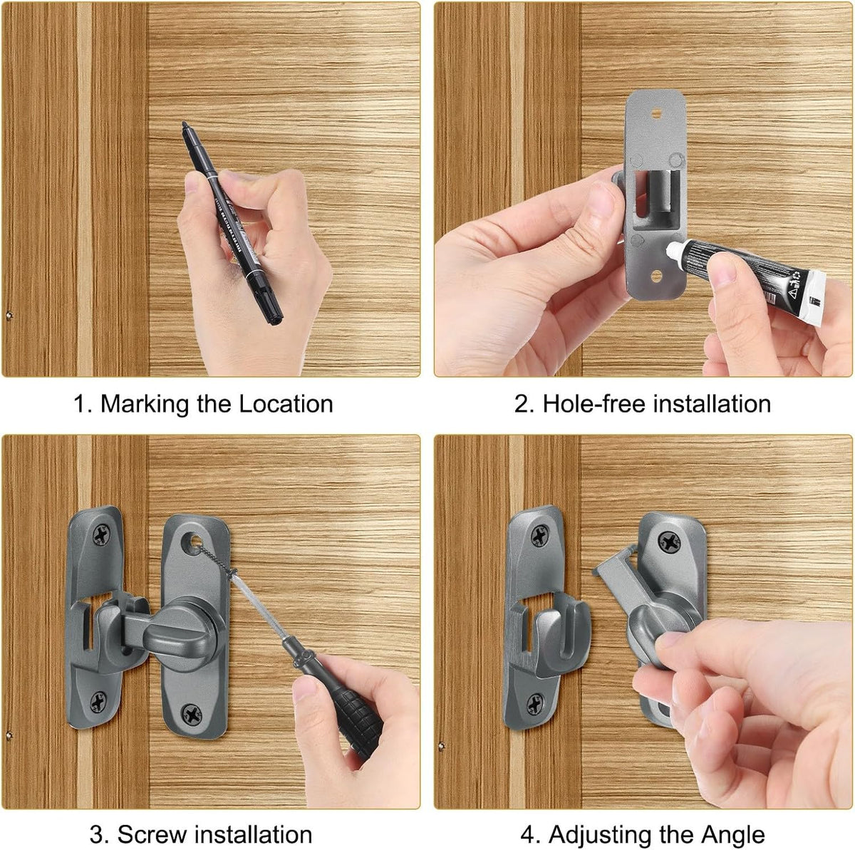 ya 26 10.21 baidi 90/180¡ãBarn Door Lock, 2 Set Zinc Alloy Flip Sliding Door Latches, Gold