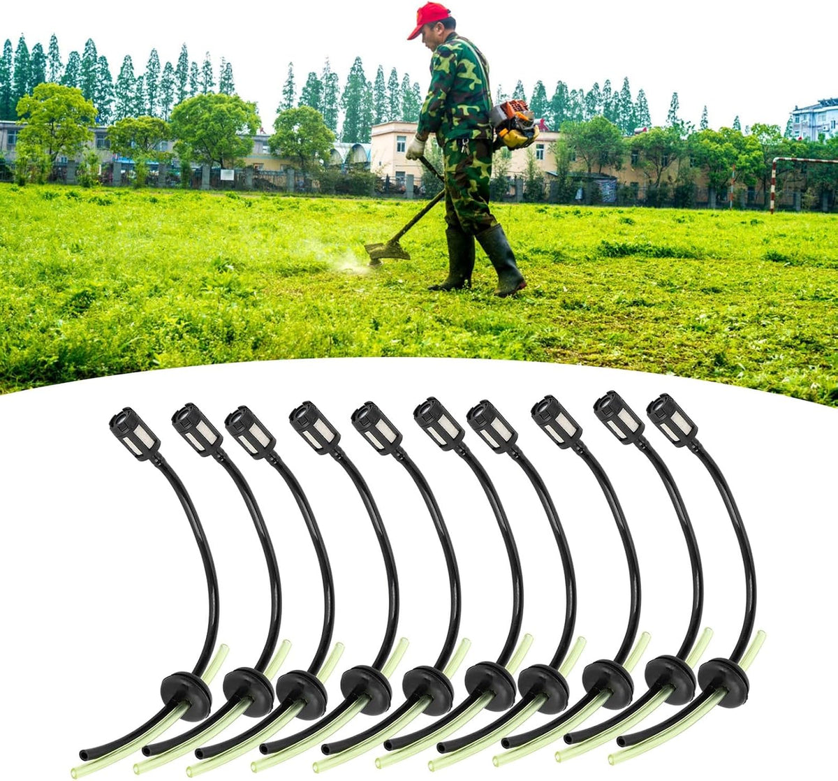ya 26 10.21 baidi 10Pcs Fuel Filter Hose Assembly Kit Replacement for GX35 Brush-2