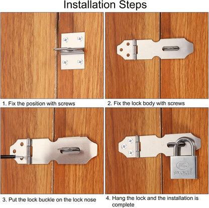 ya 26 10.21 baidi 4.3 Hasp Lock Latch Stainless Steel Packlock Clasp with Screws/Key, Silver