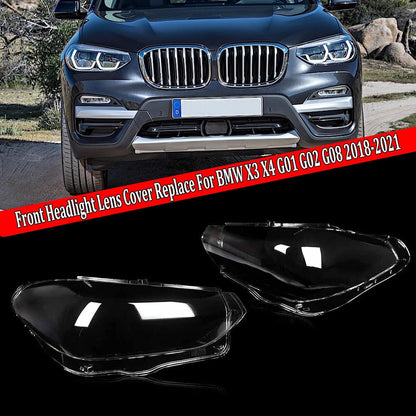 ya 4 8.10 Pair Clear Headlight Lens Cover 63117466131/2 for BMW 2018-21 X3 X4 G01 G02 G08