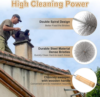 ya 26 10.21 baidi 2 Pcs 18 Tent Wood Burning Stove Pipe Cleaning Brush for Fireplace (3.5 Dia)