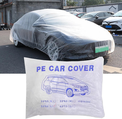 ya 5 8.24 baidi Universal Disposable Car Cover Transparent Waterproof Dustproof Plastic 3.8x6.5m