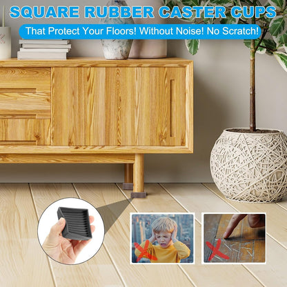 ya 26 10.21 baidi 4 Pack Square Rubber Furniture Pads 4x4 for Furniture Feet, Black
