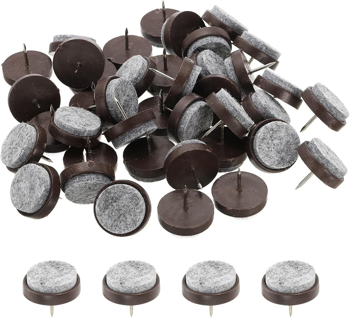 ya 26 10.21 baidi 40 Pcs 28 mm Nail-on Felt Pads, Round Felt Furniture Sliders Pads, Brown
