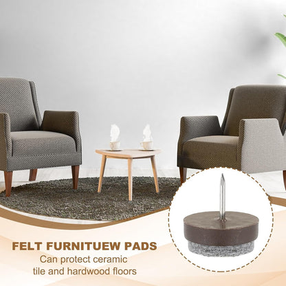 ya 26 10.21 baidi 72 Pcs 24 mm Nail-on Felt Pads, Round Felt Furniture Sliders Pads, Brown