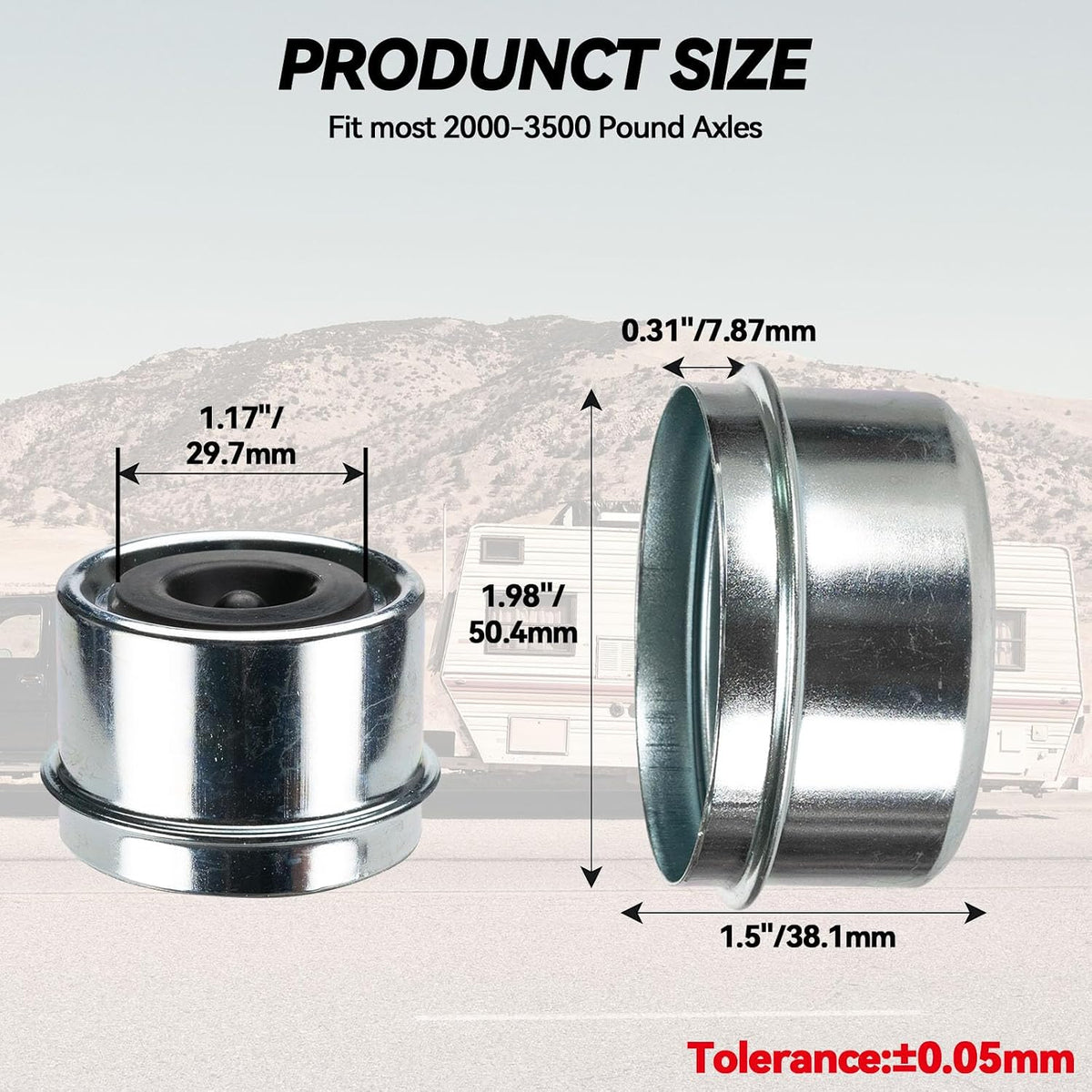 ya 10 9.16 baidi (4) Trailer 1.98 EZ Lube Grease Hub Cover Dust Cap w/Rubber Plug Shipping