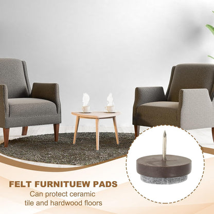 ya 26 10.21 baidi 40 Pcs 28 mm Nail-on Felt Pads, Round Felt Furniture Sliders Pads, Brown