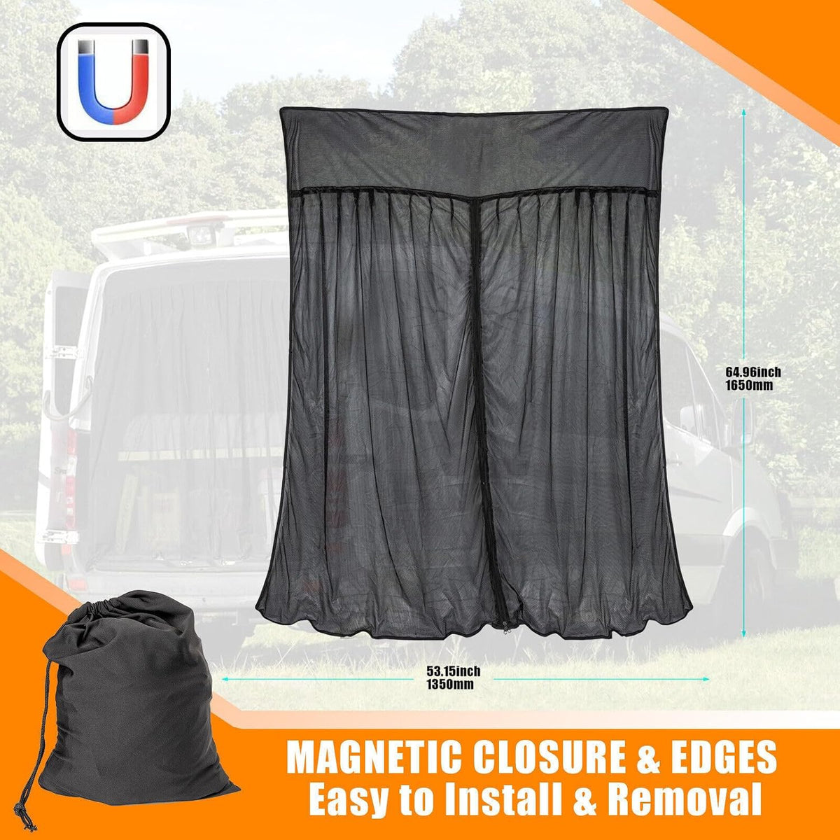 ya 10 9.16 baidi 1xFor Standard Roof Camper Van Bug Net Screen Magnetic Fly Screen Mosquito Mesh