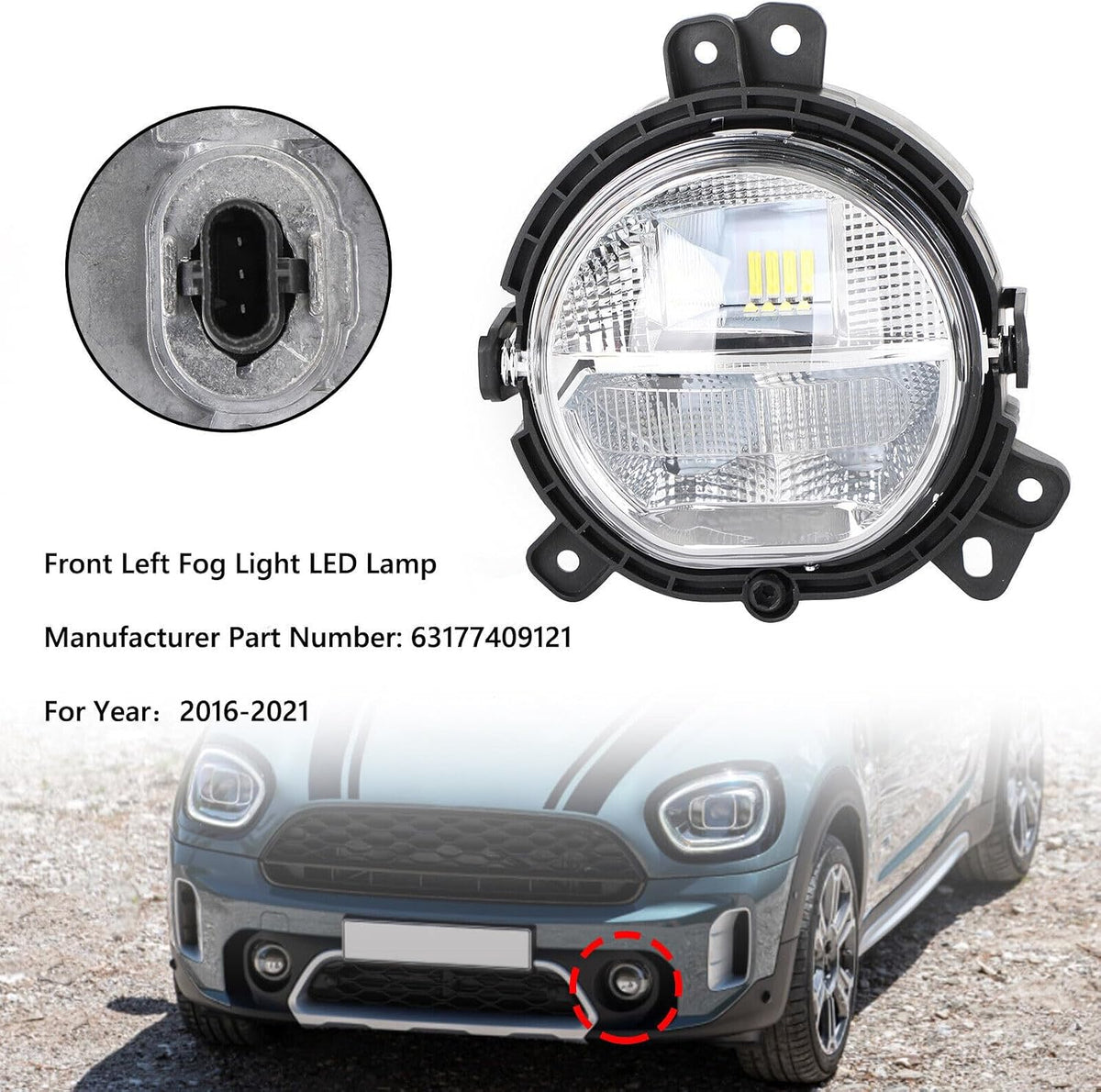 ya 10 9.16 zhengce Front Bumper Left Fog Light 63177409121 for Mini Countryman F60 2016-2021 D