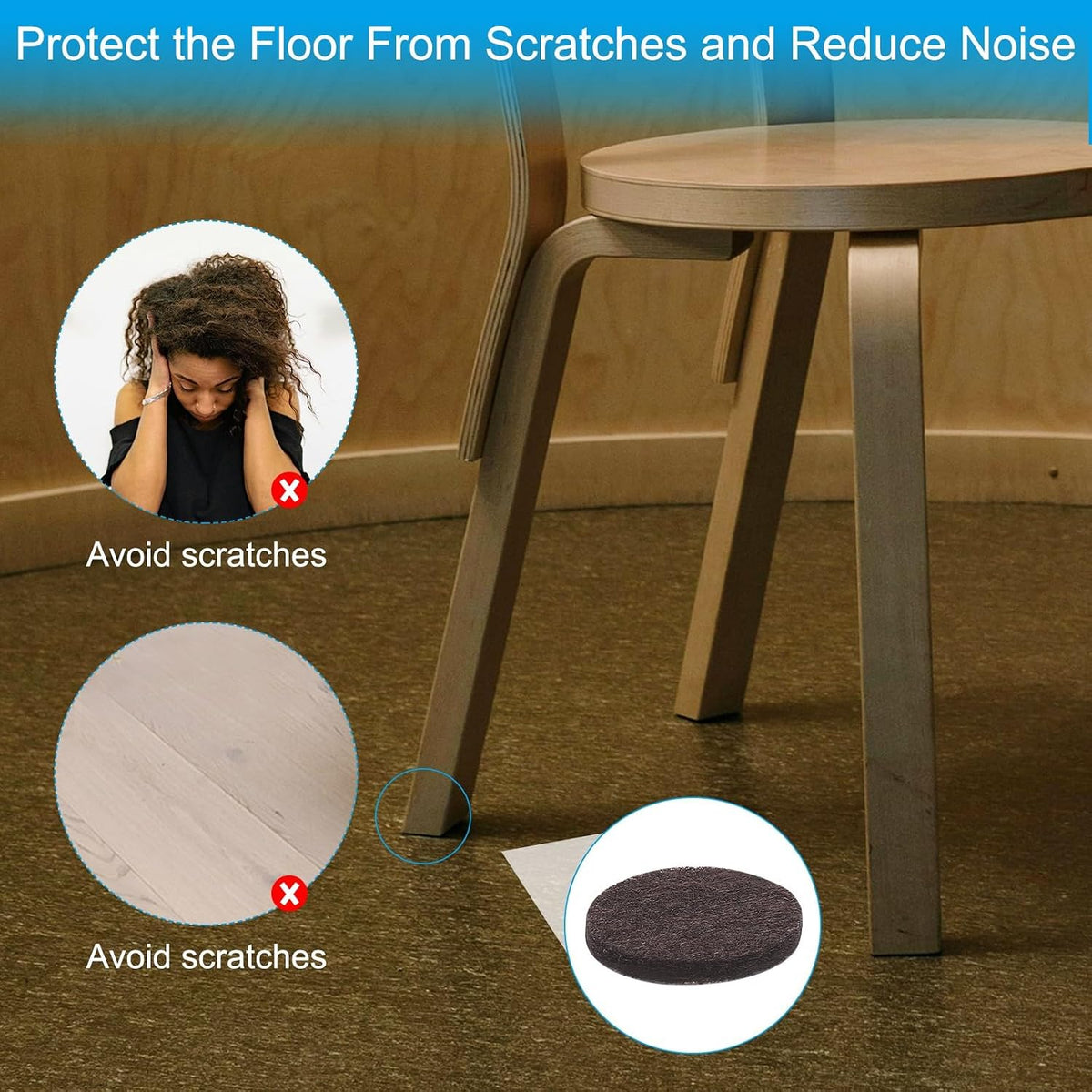 ya 26 10.21 baidi 1 Self Adhesive Felt Furniture Pads, 48Pcs Round Felt Pads, Brown