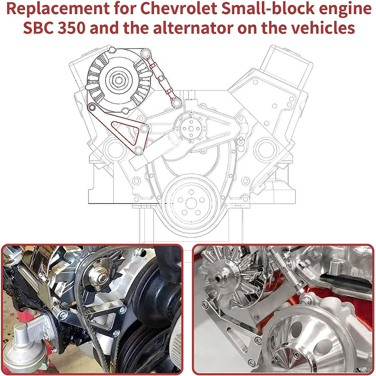 ya 10 9.16 baidi Suitable for SBC for Chevrolet 350 5.0L 5.7L Long Water Pump Lwp Aluminum Generator Bracket kit