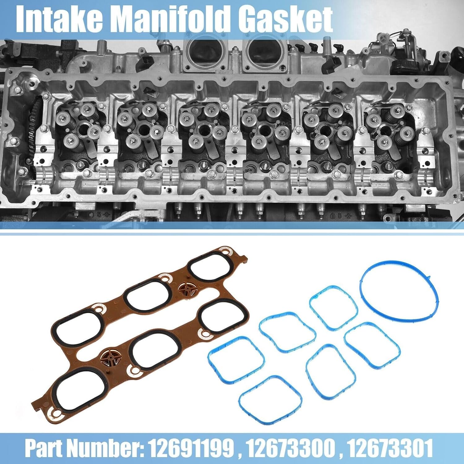 ya 5 8.24 baidi 12673300 Engine Intake for Man ifold Upper and Lower Gasket kit for GMC for Buick Brown