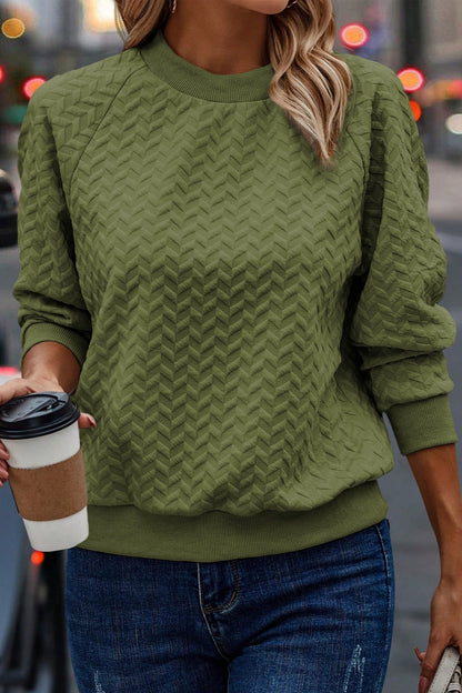 Texture Round Neck Long Sleeve Sweatshirt - Create the impossible