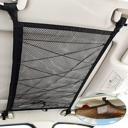 ya 2 8.15 for BMW Accessories Car Double Layer Roof Top Ceiling Cargo Net Pocket Mesh Bag