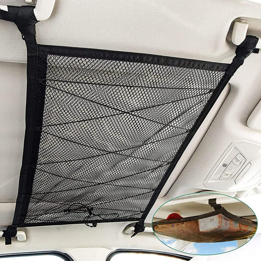 ya 2 8.15 for BMW Accessories Car Double Layer Roof Top Ceiling Cargo Net Pocket Mesh Bag