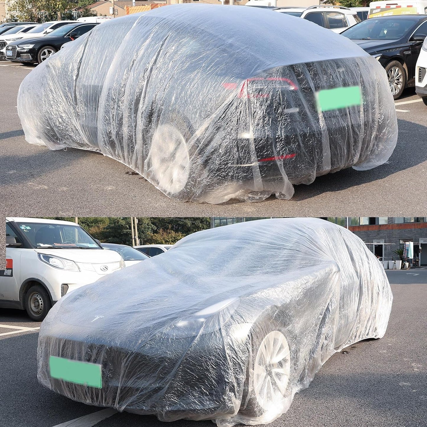 ya 5 8.24 baidi Universal Disposable Car Cover Transparent Waterproof Dustproof Plastic 3.8x6.5m
