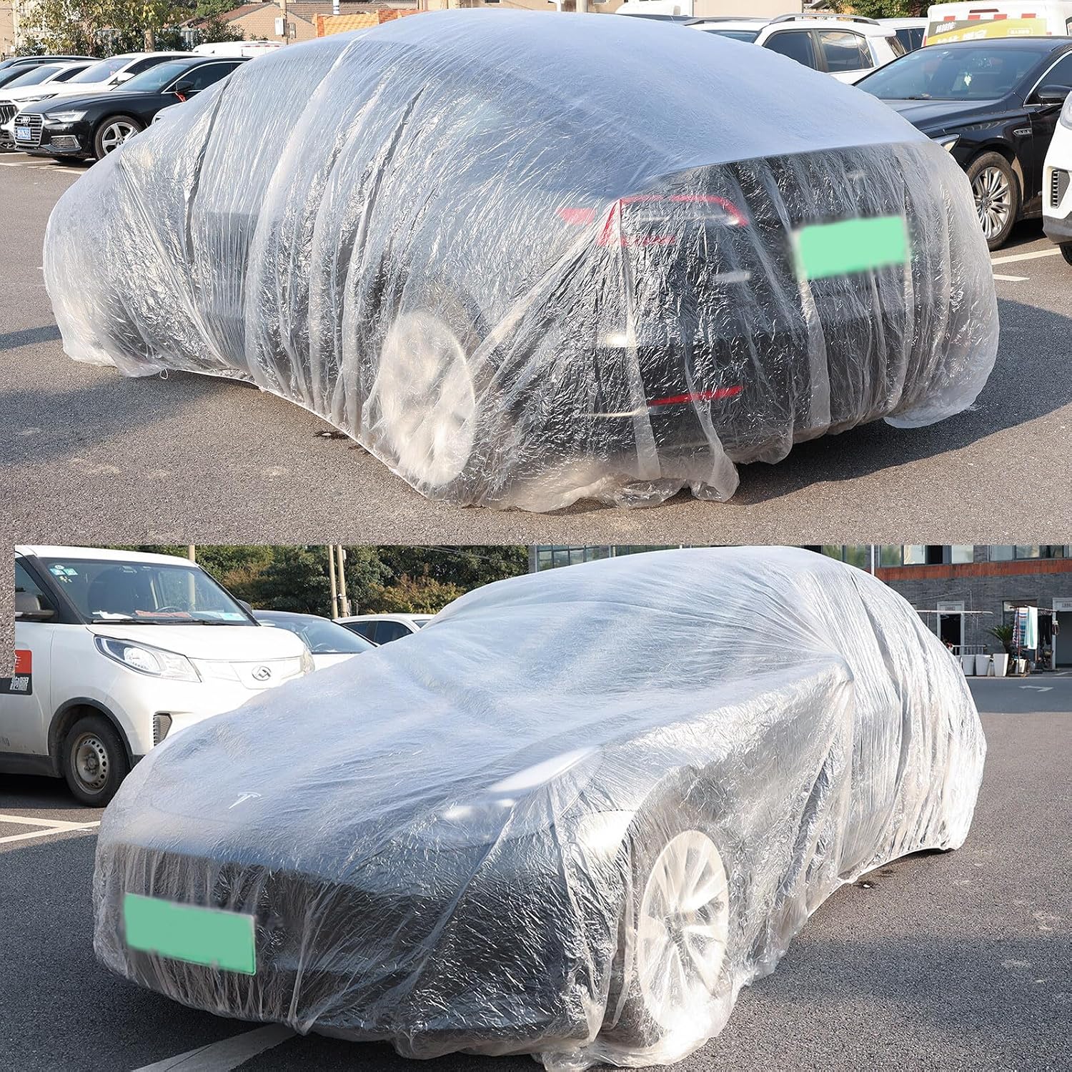 ya 5 8.24 baidi Universal Disposable Car Cover Transparent Waterproof Dustproof Plastic 3.8x6.5m