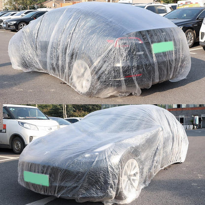 ya 5 8.24 baidi Universal Disposable Car Cover Transparent Waterproof Dustproof Plastic 3.8x6.5m