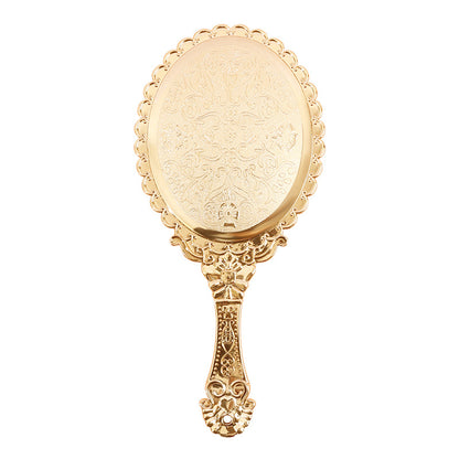 JKAPCYJFHF Electroplated mirror retro handheld mirror engraved small mirror portable makeup mirror 1pcs