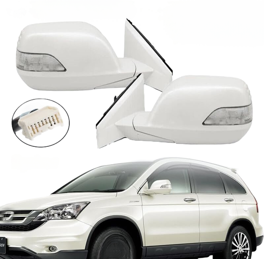 ya 11 9.14 baidiPair for Honda CRV 2007-2011 White Door Side Mirrors with Turn Signal Heating 9 Inch -
