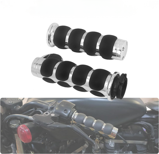 ya 11 9.14 baidiChrome 1 Motorcycle Non-Slip Rubber Hand Grips for Harley for Honda for Yamaha for Kawasaki