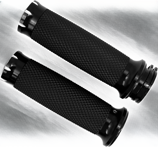 ya 11 9.14 baidi1 Black Handle Bar Hand Grips for Harley Touring Dyna Softail Sportster 95-2022