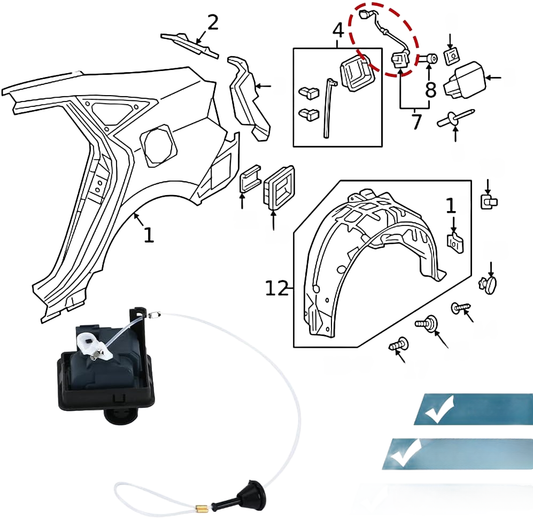 ya 11 9.14 baidiFuel Lid Gas Door Actuator Assembly for Honda for Civic 74700-TBA-A02 / 74700TBAA02
