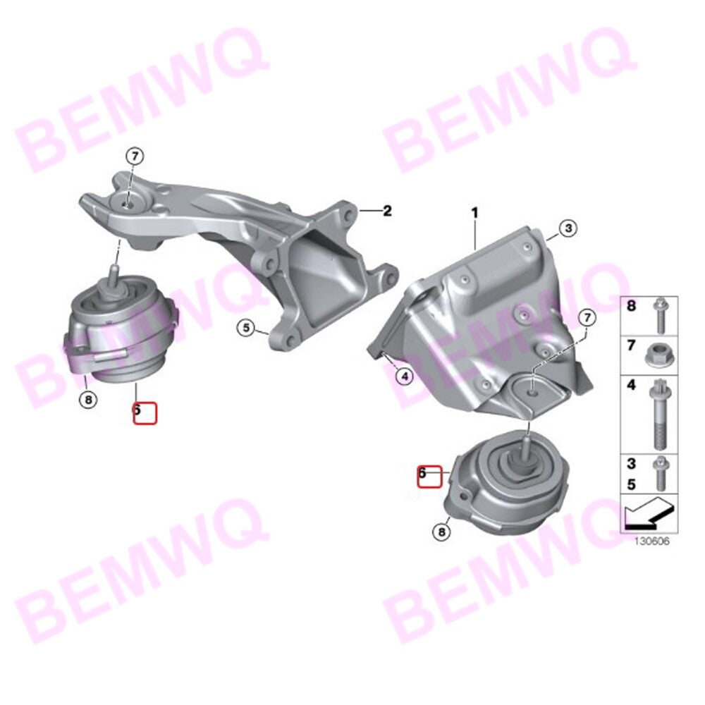 ya 11 10.28 Engine motor mounting bracket kit 2 for E53 X5 V8 4.4i 4.6is 4.8is 21167707