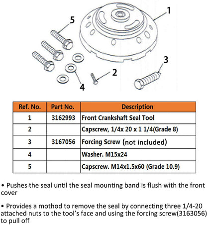 ya 11 10.28 For ISX &QSX 3162992 Front Crankshaft Seal Remover & Installer Tool n