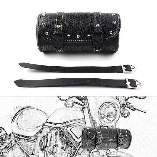 ya 11 6.5 Tool Bag Fork Handlebar Saddlebag Roll Barrel Pouch Universal Leather Motorcycle