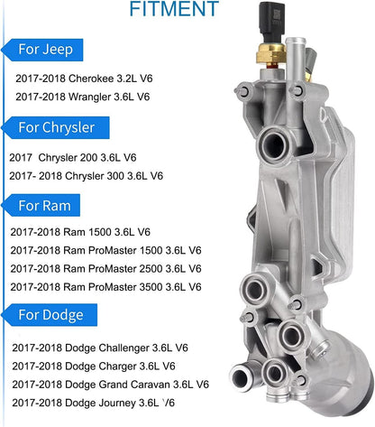 ya 5 8.7 For 2017-2018 for Dodge Grand Caravan Aluminum Oil Cooler&Oil Filter Housing Adapter