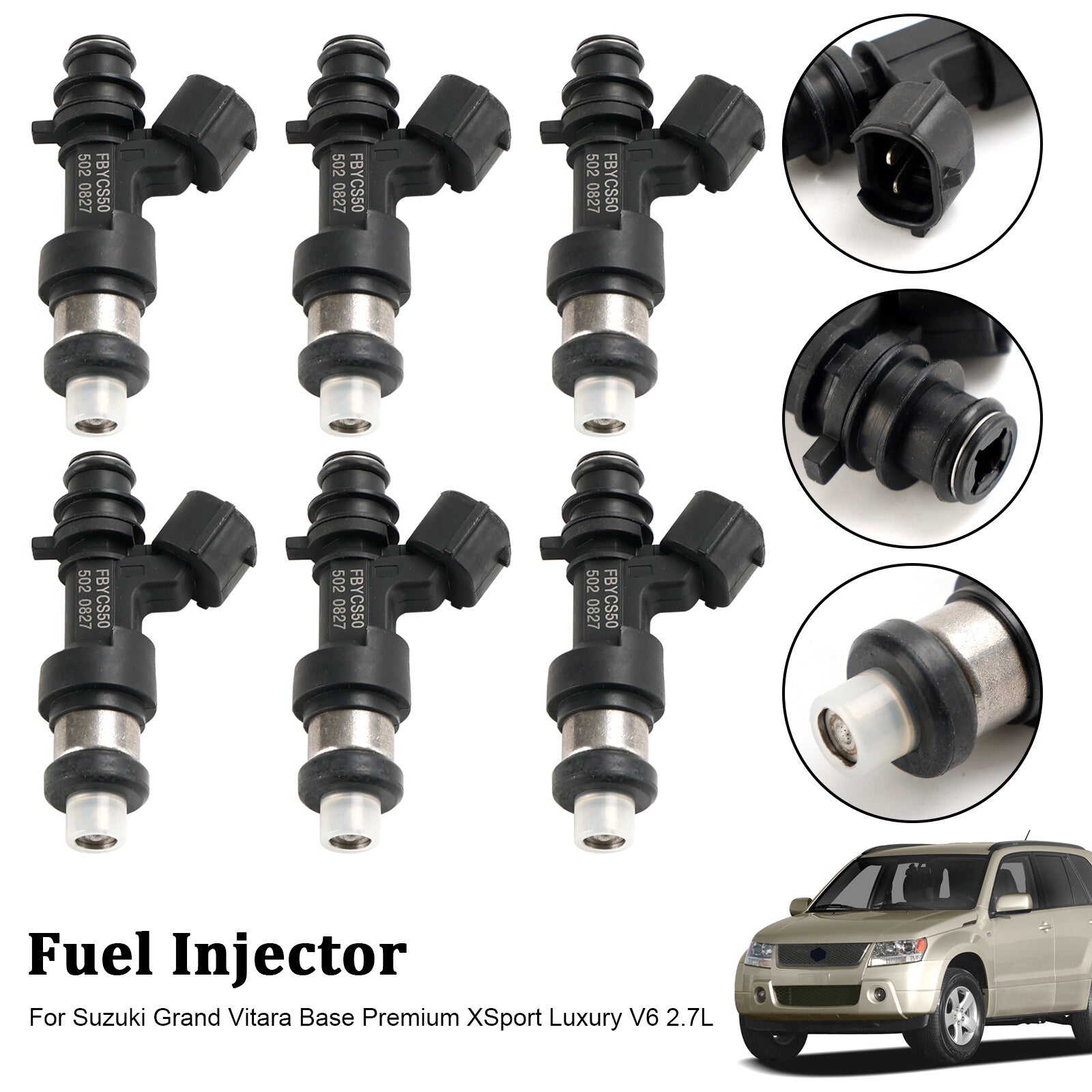 ya 1 8.5.3 6PCS Fuel Injector 15710-66J00 for Suzuki Grand Vitara Base V6 2.7L FBYCS50