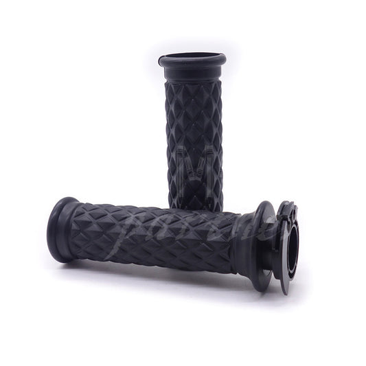 ya 6 6.13.2 7/8 Black Motorcycle Hand Grip Throttle Handlebar Open Bar End Chopper Bobber