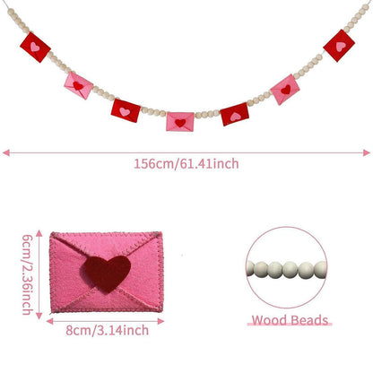 ya 25 Felt Envelope Wood Bead Garland Sweet for Party Engagement Party Supplies