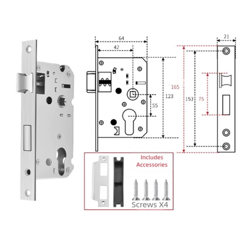 ya 14 Silver Light Spring Door Lock Body for Bedroom Door Security and Safety
