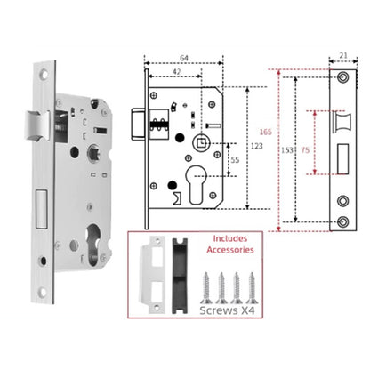 ya 14 Silver Light Spring Door Lock Body for Bedroom Door Security and Safety
